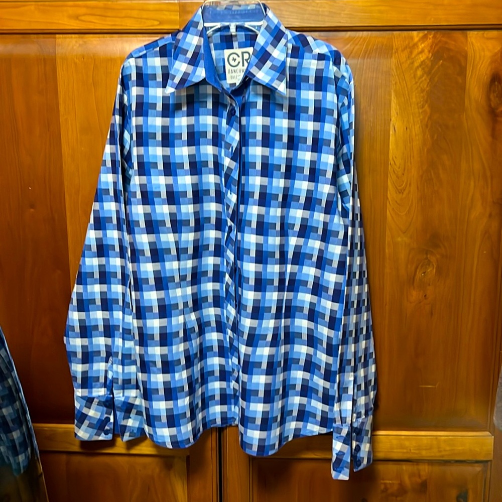 CR Ranchwear Western show shirt, woman’s Italian Cotton size Lg